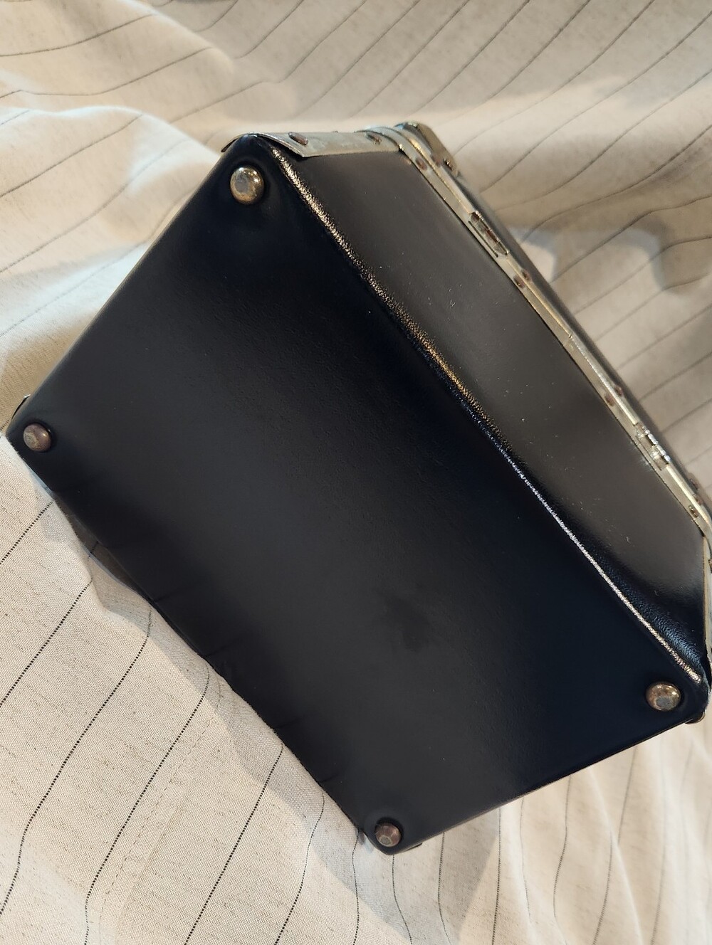Vintage Debill Black Train Case Purse - Picture 6 of 9